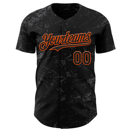 Custom Black Orange-Steel Gray 3D Pattern Design Abstract Splatter Texture Authentic Baseball Jersey - Sky-Custom