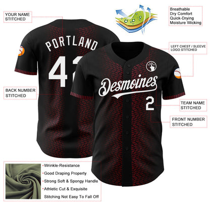 Custom Black White-Burgundy 3D Pattern Design Geometric Shapes Authentic Baseball Jersey - Sky-Custom