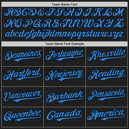 Custom Black Electric Blue-Orange 3D Pattern Design Confetti Authentic Baseball Jersey - Sky-Custom