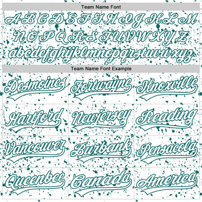 Custom White Teal 3D Pattern Design Abstract Splatter Ink Authentic Baseball Jersey - Sky-Custom