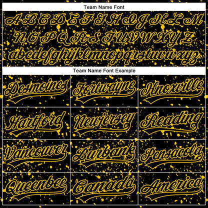 Custom Black Yellow 3D Pattern Design Abstract Splatter Ink Authentic Baseball Jersey - Sky-Custom