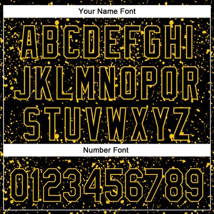Custom Black Yellow 3D Pattern Design Abstract Splatter Ink Authentic Baseball Jersey - Sky-Custom