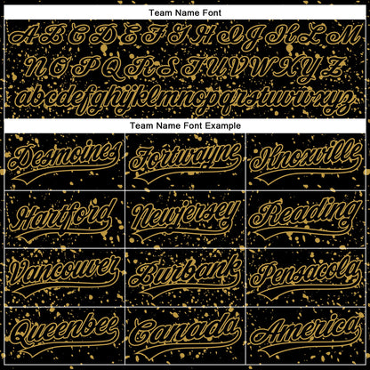 Custom Black Old Gold 3D Pattern Design Abstract Splatter Ink Authentic Baseball Jersey - Sky-Custom