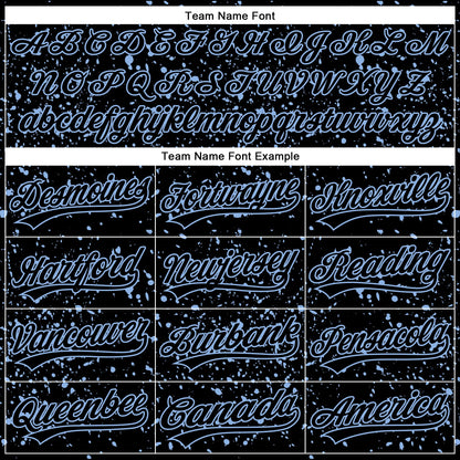 Custom Black Light Blue 3D Pattern Design Abstract Splatter Ink Authentic Baseball Jersey - Sky-Custom