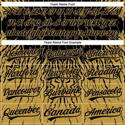 Custom Black Old Gold 3D Pattern Design Abstract Wave Authentic Baseball Jersey - Sky-Custom