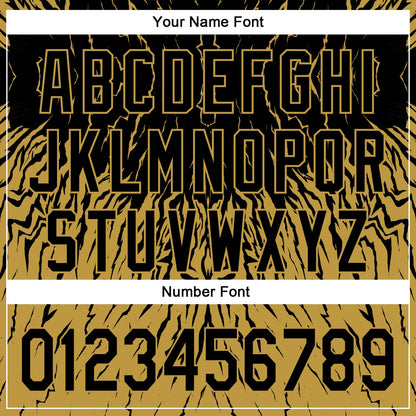 Custom Black Old Gold 3D Pattern Design Abstract Wave Authentic Baseball Jersey - Sky-Custom