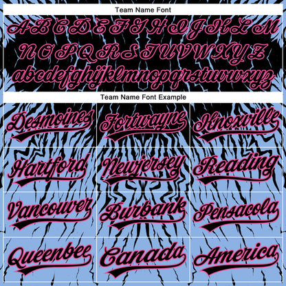 Custom Black Light Blue-Pink 3D Pattern Design Abstract Wave Authentic Baseball Jersey - Sky-Custom