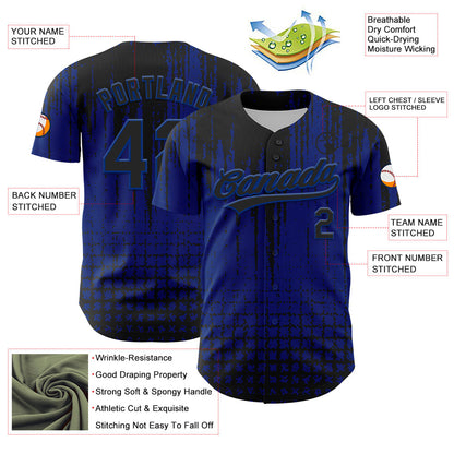 Custom Royal Black 3D Pattern Design Abstract Shape Authentic Baseball Jersey - Sky-Custom