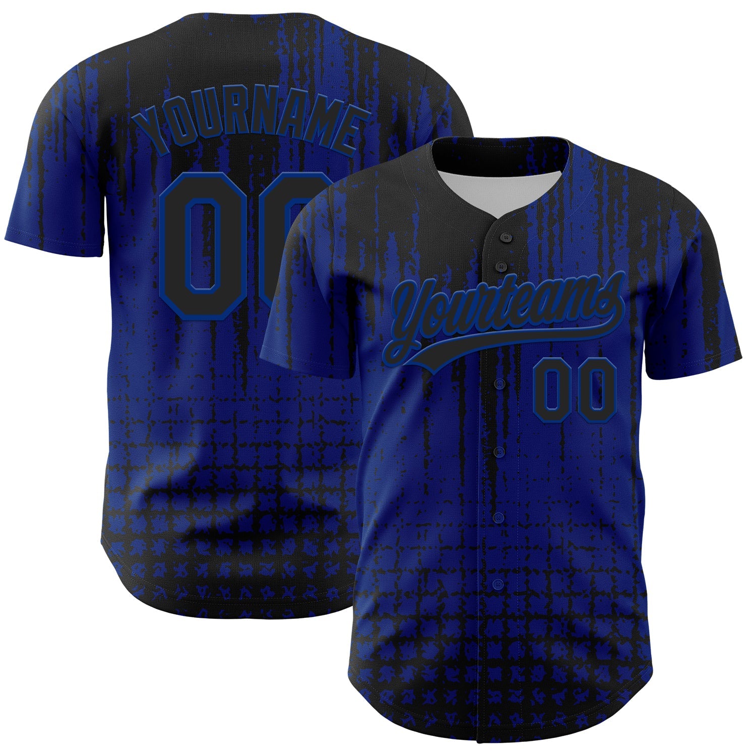 Custom Royal Black 3D Pattern Design Abstract Shape Authentic Baseball Jersey - Sky-Custom