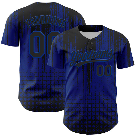 Custom Royal Black 3D Pattern Design Abstract Shape Authentic Baseball Jersey - Sky-Custom