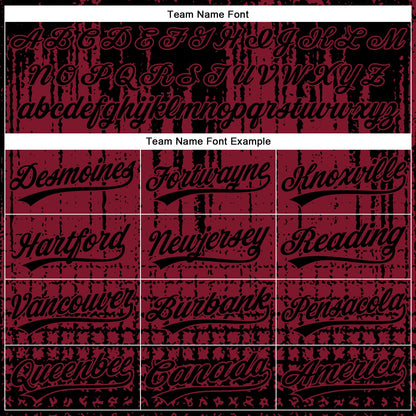 Custom Crimson Black 3D Pattern Design Abstract Shape Authentic Baseball Jersey - Sky-Custom