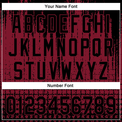 Custom Crimson Black 3D Pattern Design Abstract Shape Authentic Baseball Jersey - Sky-Custom