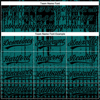 Custom Teal Black 3D Pattern Design Abstract Shape Authentic Baseball Jersey - Sky-Custom