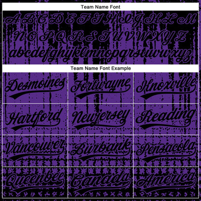 Custom Purple Black 3D Pattern Design Abstract Shape Authentic Baseball Jersey - Sky-Custom
