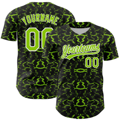 Custom Black Neon Green-White 3D Pattern Design Abstract Tiger And Zebra Authentic Baseball Jersey - Sky-Custom