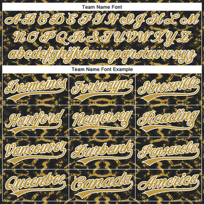 Custom Black Old Gold-White 3D Pattern Design Abstract Tiger And Zebra Authentic Baseball Jersey - Sky-Custom