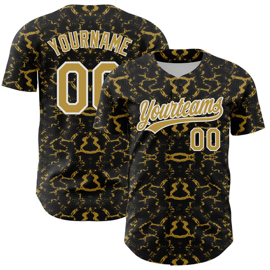 Custom Black Old Gold-White 3D Pattern Design Abstract Tiger And Zebra Authentic Baseball Jersey - Sky-Custom