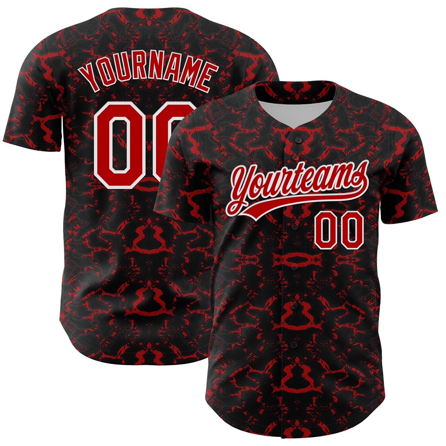 Custom Black Red-White 3D Pattern Design Abstract Tiger And Zebra Authentic Baseball Jersey - Sky-Custom