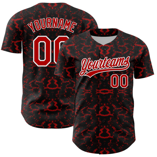 Custom Black Red-White 3D Pattern Design Abstract Tiger And Zebra Authentic Baseball Jersey - Sky-Custom
