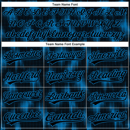Custom Black Blue 3D Pattern Design Halftone Dots Authentic Baseball Jersey - Sky-Custom