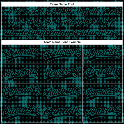 Custom Black Teal 3D Pattern Design Halftone Dots Authentic Baseball Jersey - Sky-Custom
