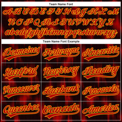Custom Black Red-Gold 3D Pattern Design Halftone Dots Authentic Baseball Jersey - Sky-Custom