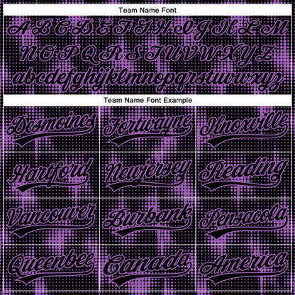 Custom Black Medium Purple 3D Pattern Design Halftone Dots Authentic Baseball Jersey - Sky-Custom