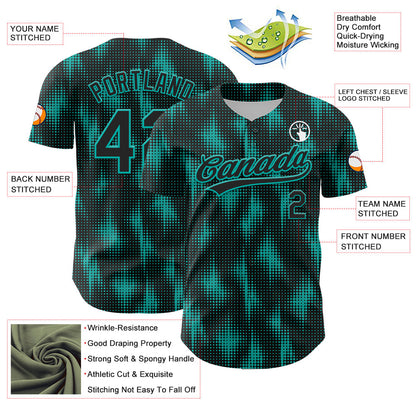 Custom Black Aqua 3D Pattern Design Halftone Dots Authentic Baseball Jersey - Sky-Custom