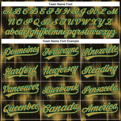 Custom Black Old Gold-Kelly Green 3D Pattern Design Halftone Dots Authentic Baseball Jersey - Sky-Custom