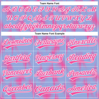 Custom Light Blue Pink-White 3D Pattern Design Halftone Dots Authentic Baseball Jersey - Sky-Custom