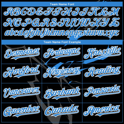 Custom Black Electric Blue-White 3D Pattern Design Lightning Authentic Baseball Jersey - Sky-Custom