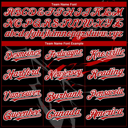 Custom Black Red-White 3D Pattern Design Lightning Authentic Baseball Jersey - Sky-Custom