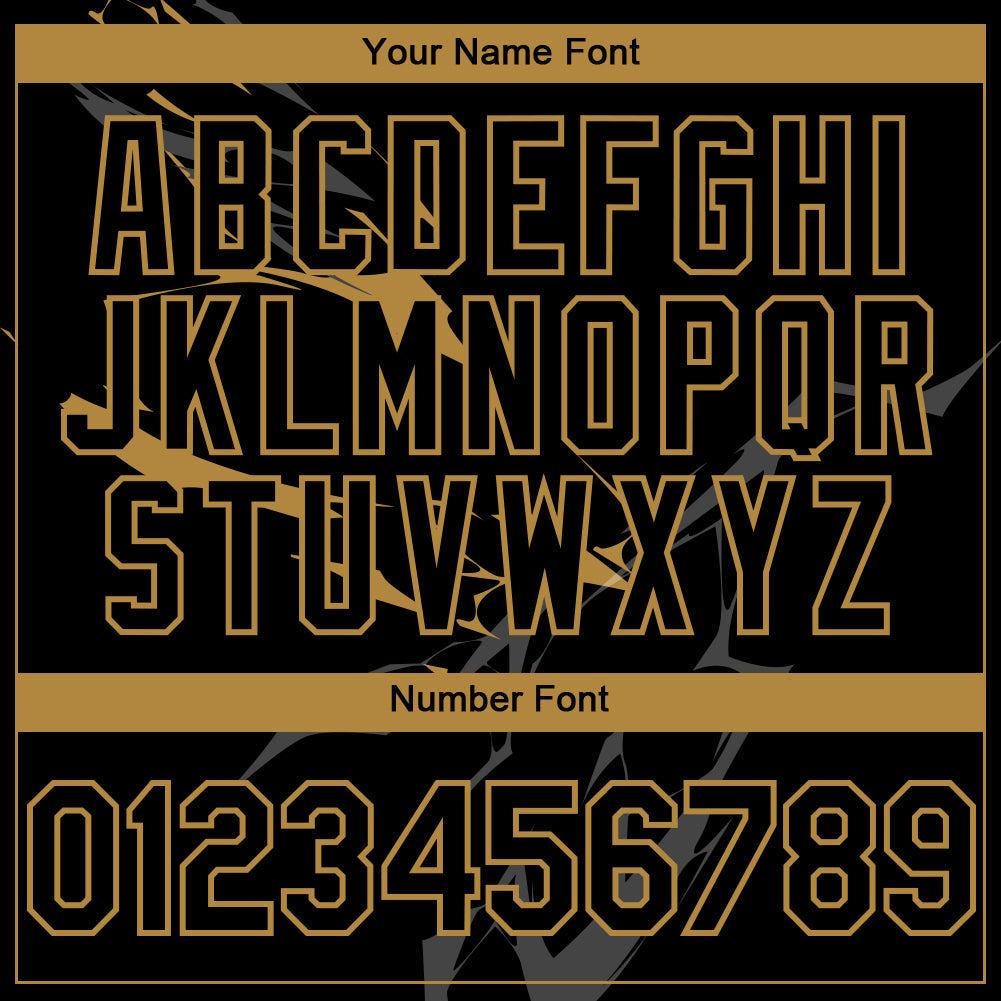 Custom Black Old Gold 3D Pattern Design Lightning Authentic Baseball Jersey - Sky-Custom