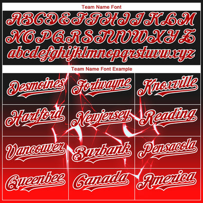 Custom Black Red-White 3D Pattern Design Lightning Authentic Baseball Jersey - Sky-Custom