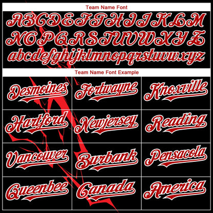 Custom Black Red-White 3D Pattern Design Lightning Authentic Baseball Jersey - Sky-Custom