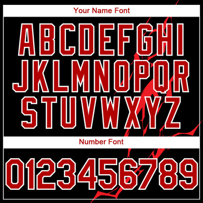 Custom Black Red-White 3D Pattern Design Lightning Authentic Baseball Jersey - Sky-Custom