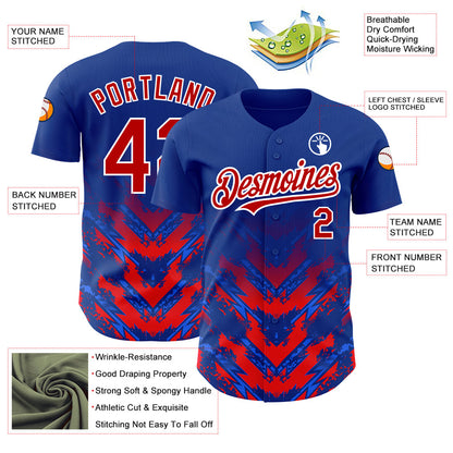 Custom Thunder Blue Red-White 3D Pattern Design Abstract Arrow Authentic Baseball Jersey - Sky-Custom