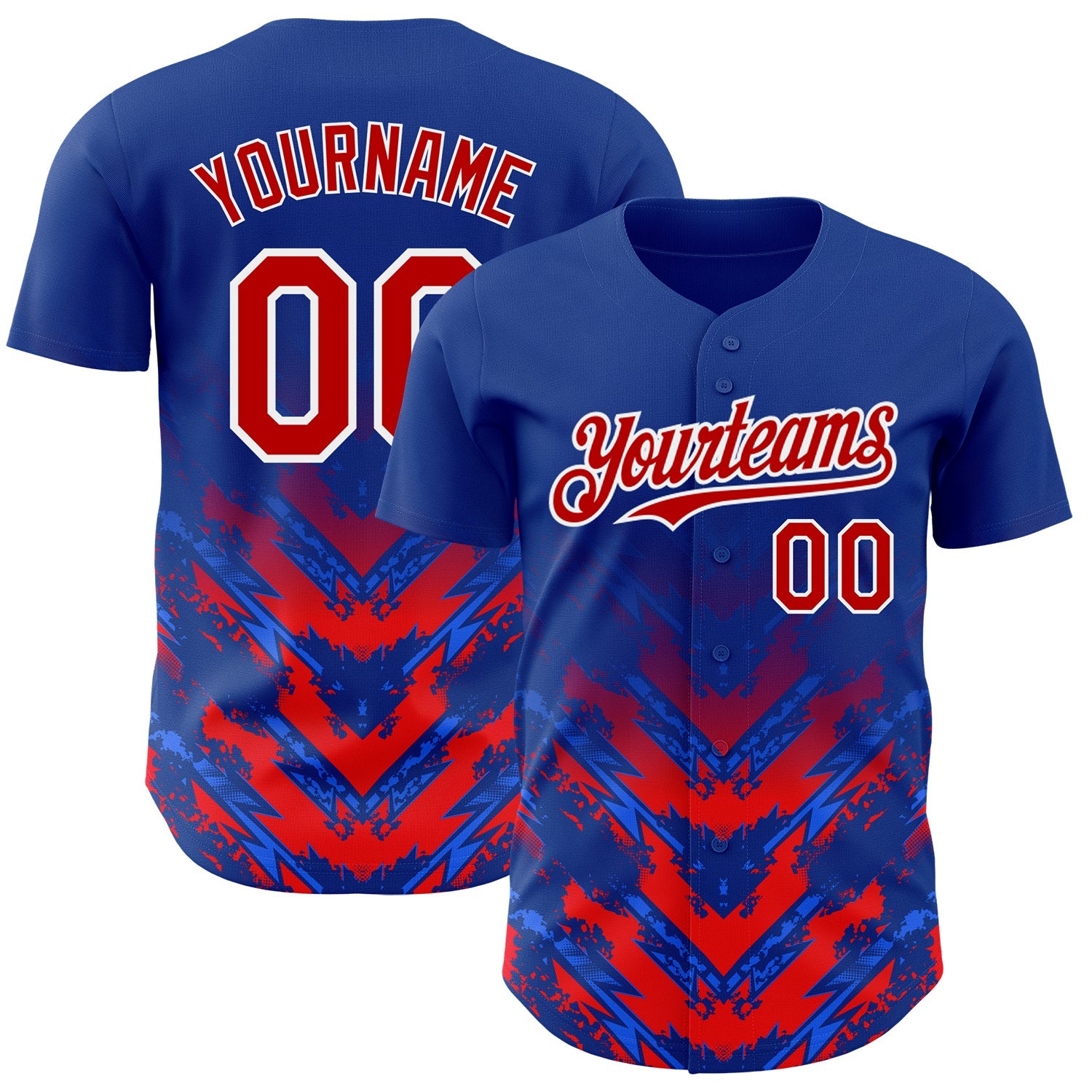 Custom Thunder Blue Red-White 3D Pattern Design Abstract Arrow Authentic Baseball Jersey - Sky-Custom