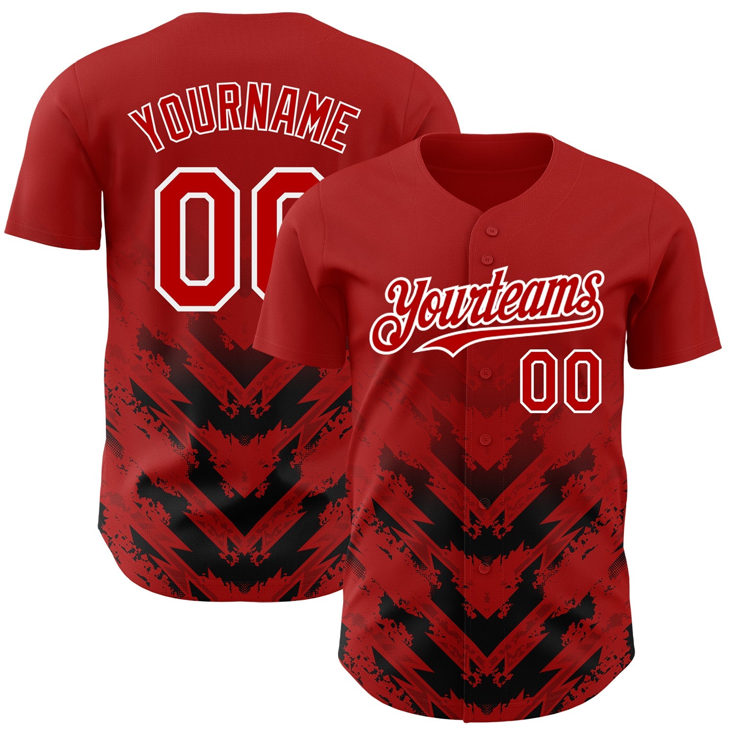 Custom Red Black-White 3D Pattern Design Abstract Arrow Authentic Baseball Jersey - Sky-Custom