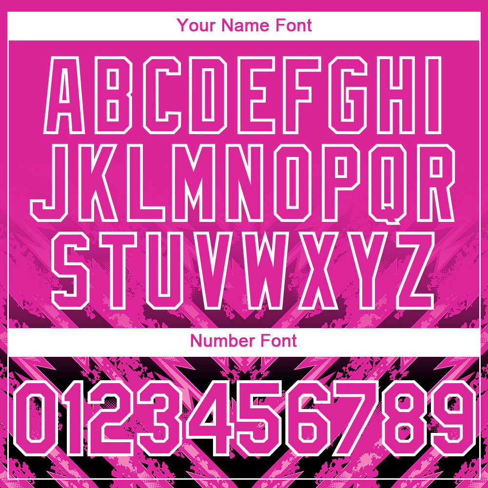 Custom Deep Pink Black-White 3D Pattern Design Abstract Arrow Authentic Baseball Jersey - Sky-Custom