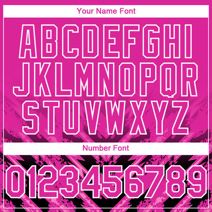 Custom Deep Pink Black-White 3D Pattern Design Abstract Arrow Authentic Baseball Jersey - Sky-Custom