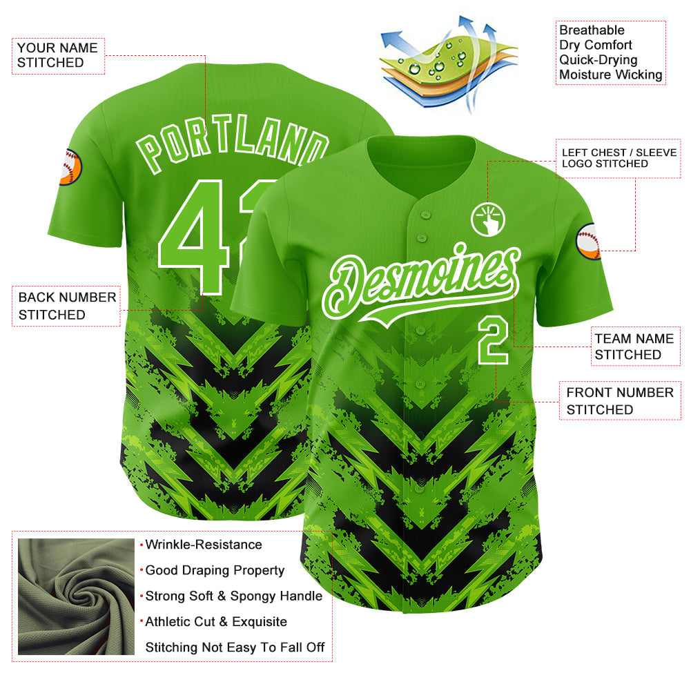 Custom Aurora Green Black-White 3D Pattern Design Abstract Arrow Authentic Baseball Jersey - Sky-Custom