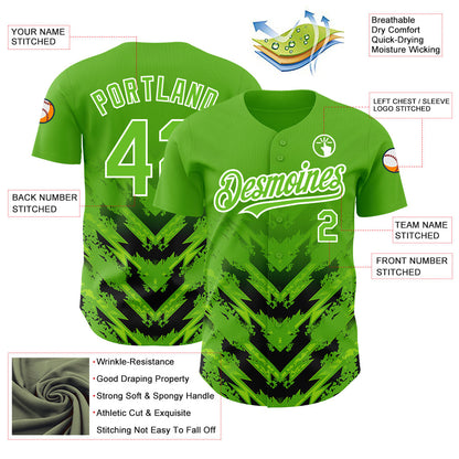 Custom Aurora Green Black-White 3D Pattern Design Abstract Arrow Authentic Baseball Jersey - Sky-Custom