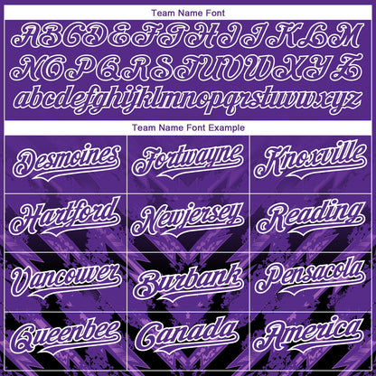 Custom Purple Black-White 3D Pattern Design Abstract Arrow Authentic Baseball Jersey - Sky-Custom