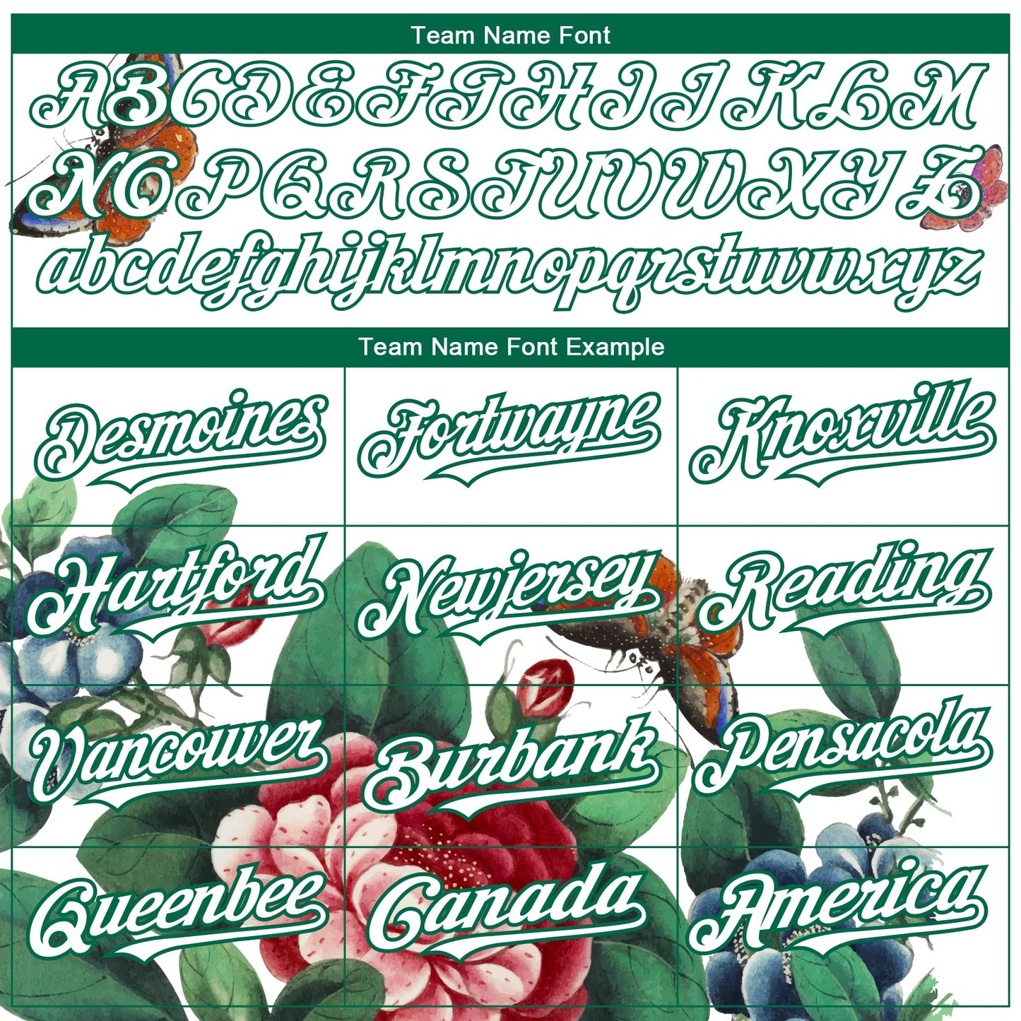 Custom White Kelly Green 3D Pattern Design Animal Butterfly And Flower Authentic Baseball Jersey - Sky-Custom