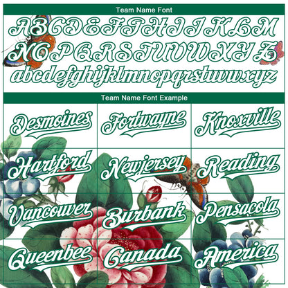 Custom White Kelly Green 3D Pattern Design Animal Butterfly And Flower Authentic Baseball Jersey - Sky-Custom
