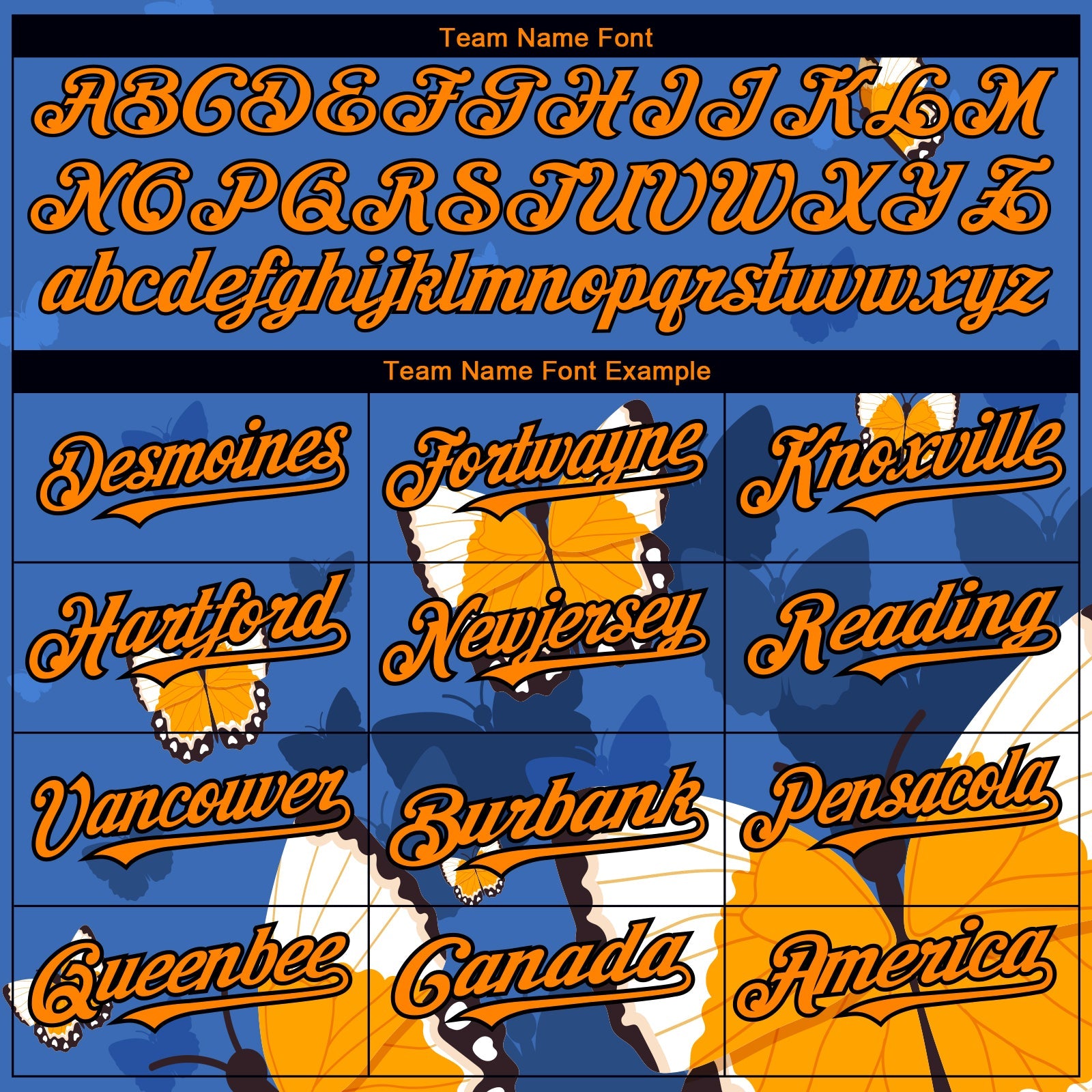 Custom Royal Orange-Black 3D Pattern Design Animal Butterfly Authentic Baseball Jersey - Sky-Custom