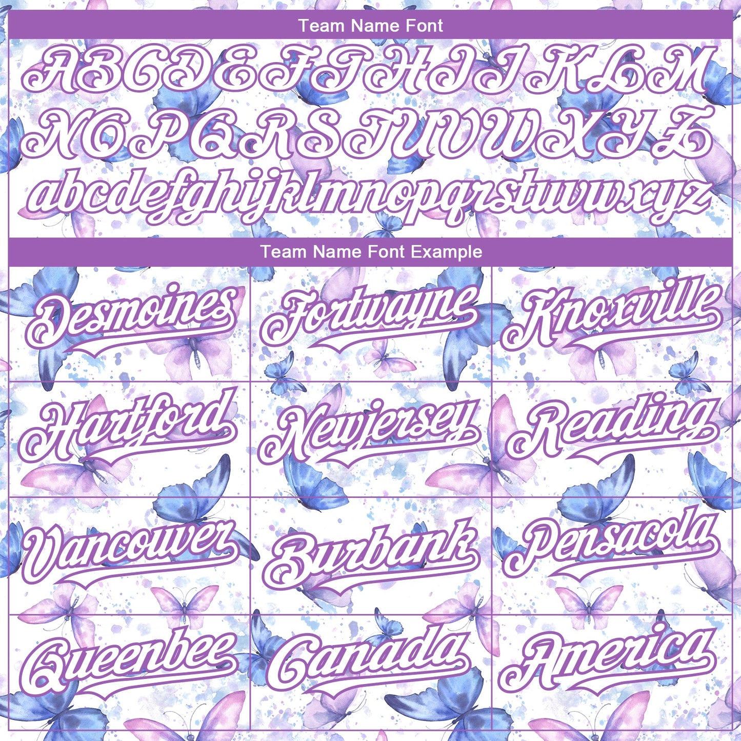 Custom White Medium Purple 3D Pattern Design Animal Butterfly Authentic Baseball Jersey - Sky-Custom