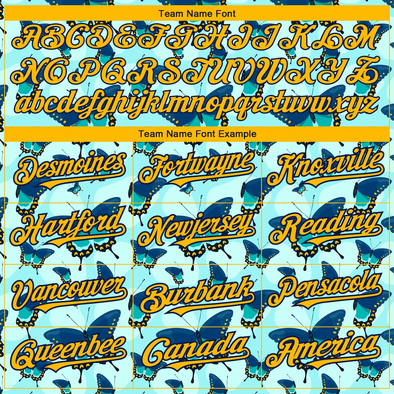 Custom Ice Blue Gold-Navy 3D Pattern Design Animal Butterfly Authentic Baseball Jersey - Sky-Custom