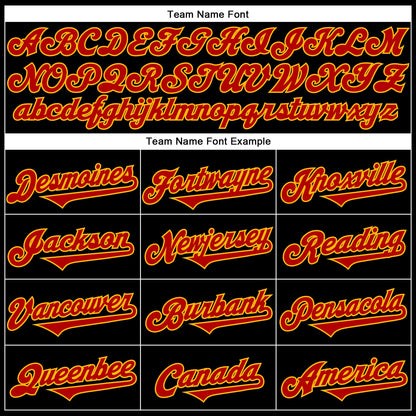 Custom Black Red-Gold 3D Pattern Design Rave Flower Authentic Baseball Jersey - Sky-Custom